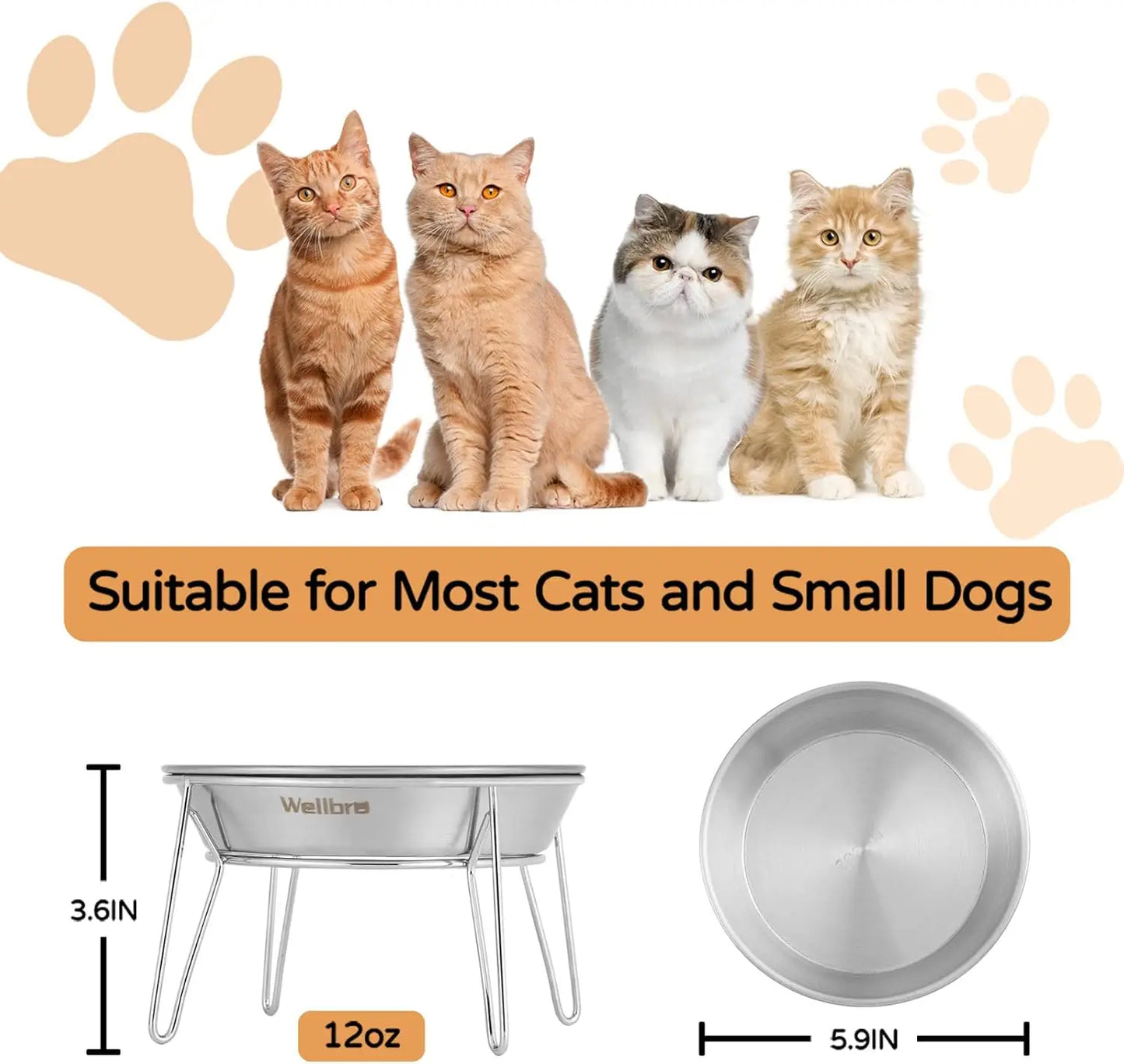 4-Pack Stainless Steel Raised Pet Bowls For Cats And Dogs