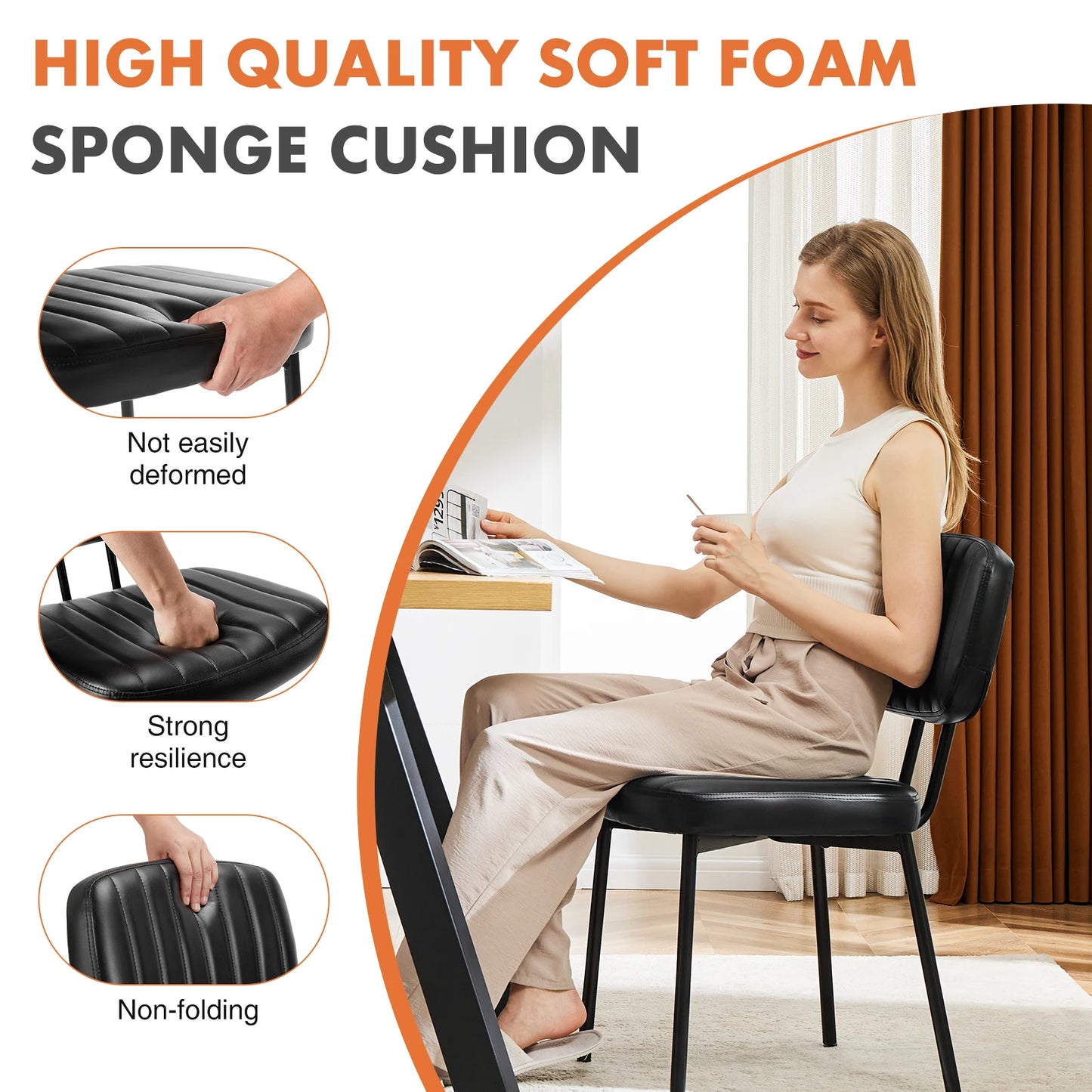 Faux Leather Modern Dining Chairs For Kitchen & Dining Room
