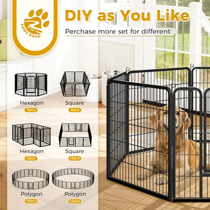 Dog Playpen With Door Outdoor/Indoor Foldable Metal Pet