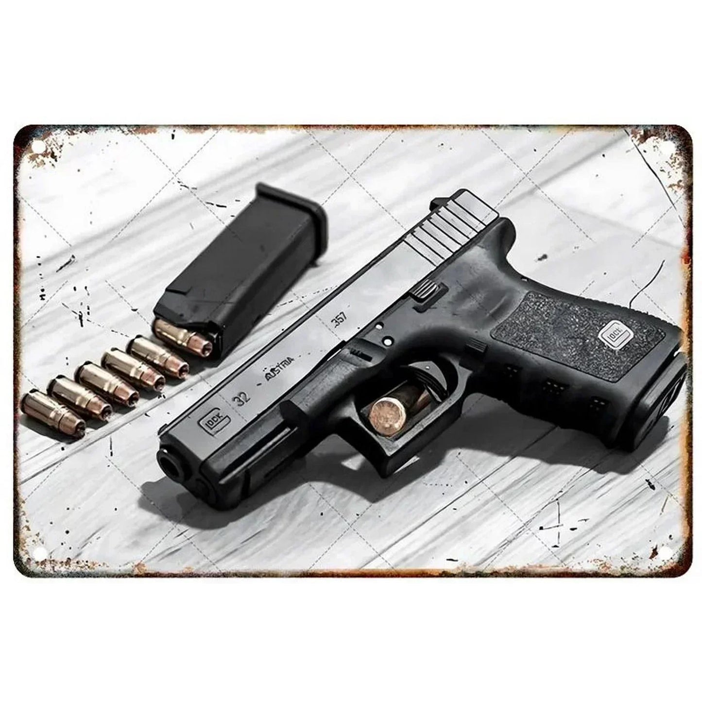 Pistol Metal Signs Military Flair Bar & Club