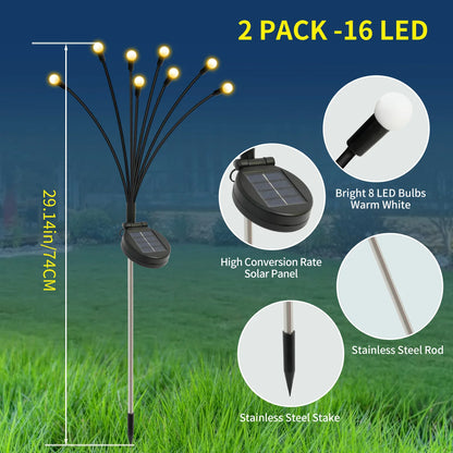 8-Head Solar Firefly Lights LED Waterproof For Outdoor Use