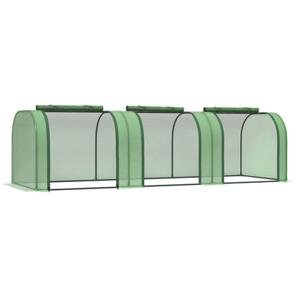Greenhouse Tunnel With Roll-Up Doors For Backyard