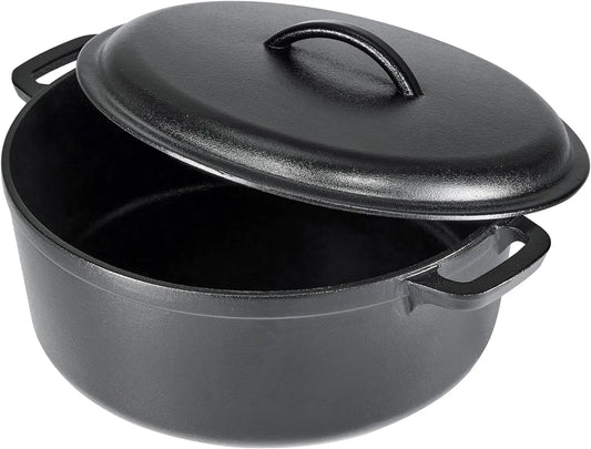 Cast Iron Dutch Oven Pot With Lid Dual Handles.