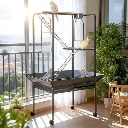 Parrot Playstand With Wheels Bird Cage Stand And Ladder