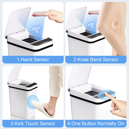 2 Pack 12L Bathroom Automatic Trash Cans Touchless Motion Sensor For Bathroom