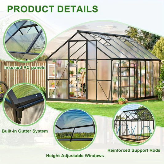 Polycarbonate Greenhouse UV Panels Aluminum Frame For Backyard