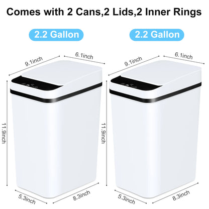 2 Pack 12L Bathroom Automatic Trash Cans Touchless Motion Sensor For Bathroom