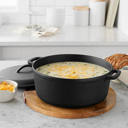 Cast Iron Dutch Oven Pot With Lid Dual Handles.