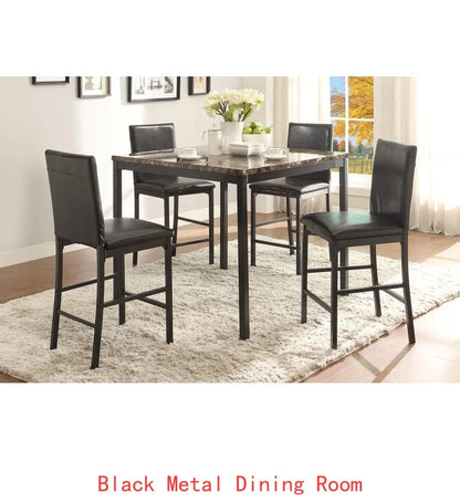 Dining Set 5pc Faux Marble Tabletop 4 Chairs