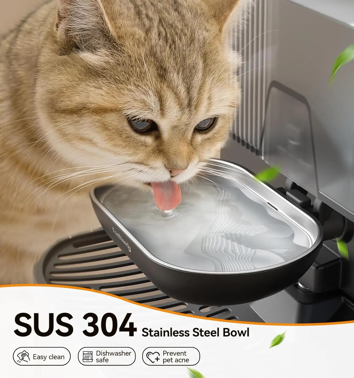 Pet Water Fountain  Wastewater Separation Stainless Steel Bowl For Cats And Dogs
