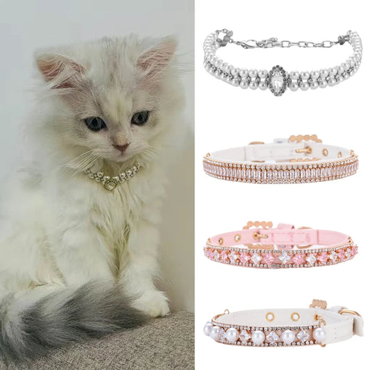 Luxury Pearl Rhinestone Pet Collar Necklace For Pets