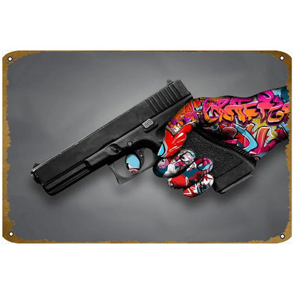 Pistol Metal Signs Military Flair Bar & Club