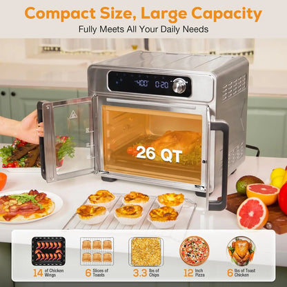 26QT French Door Kitchen Appliance  24 Cooking Functions Digital Controls