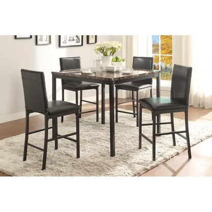 Dining Set 5pc Faux Marble Tabletop 4 Chairs