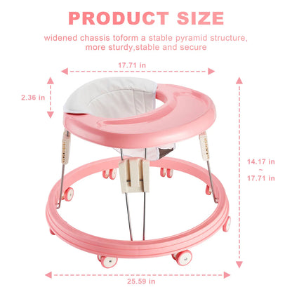 Baby Walker Foldable Multi-Function Anti-Rollover Walker Brake Design