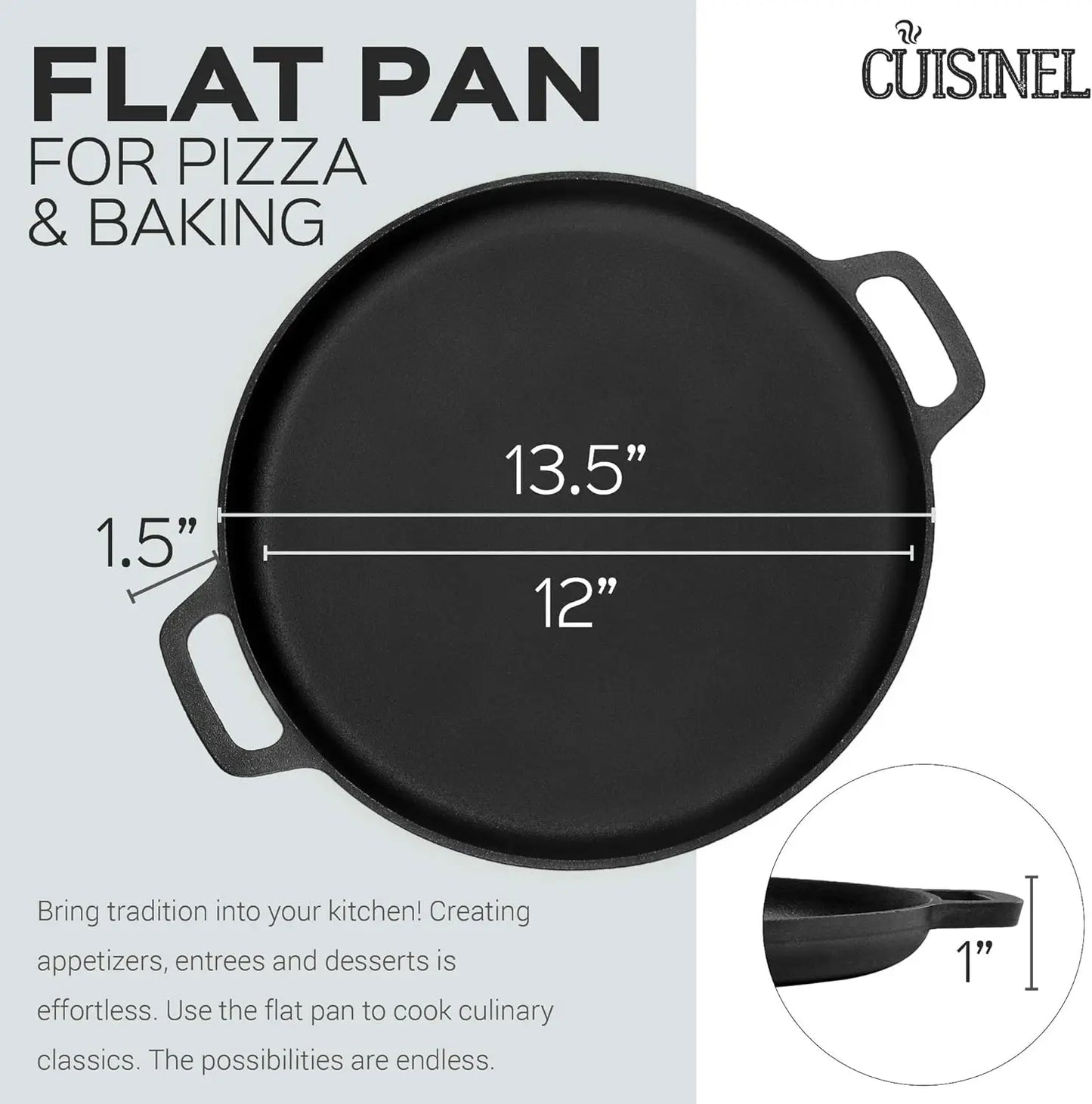 Cast iron Pizza Pan Griddle For Stovetop & Oven