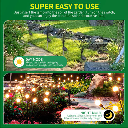 8-Head Solar Firefly Lights LED Waterproof For Outdoor Use