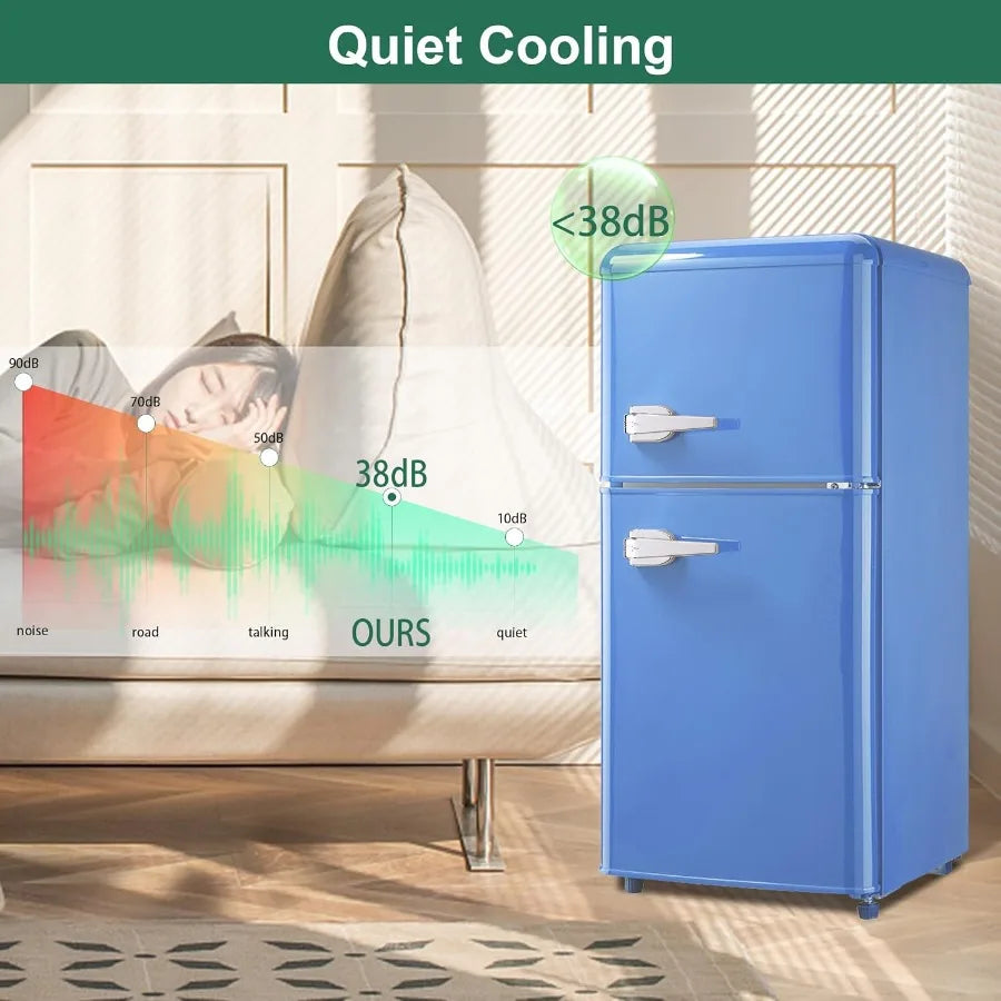 Small Refrigerator With Freezer Retro Adjustable Thermostat