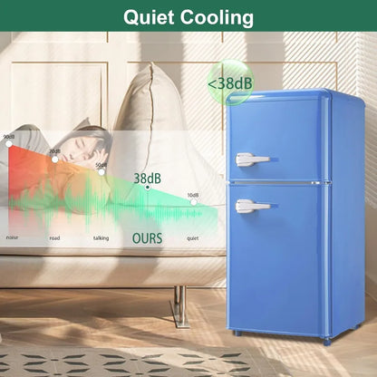 Small Refrigerator With Freezer Retro Adjustable Thermostat