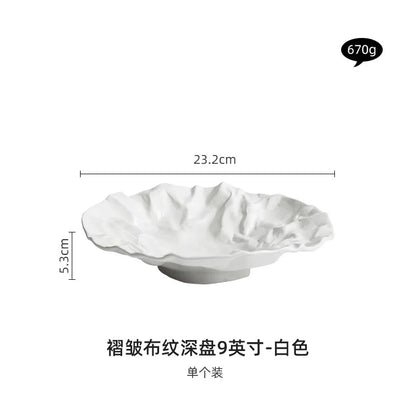 Folding Deep Plate Dishes Ceramic High-Grade Tableware