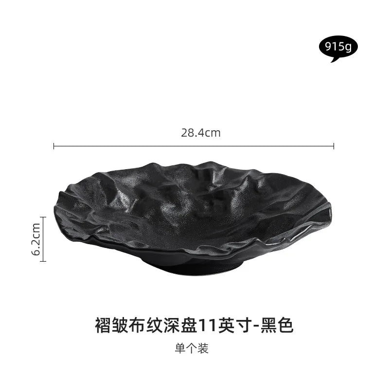 Folding Deep Plate Dishes Ceramic High-Grade Tableware