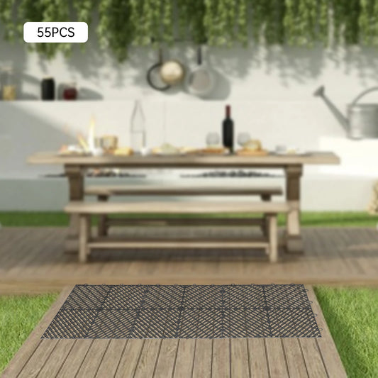 Black Interlocking Patio Floor Tiles Outdoor Use