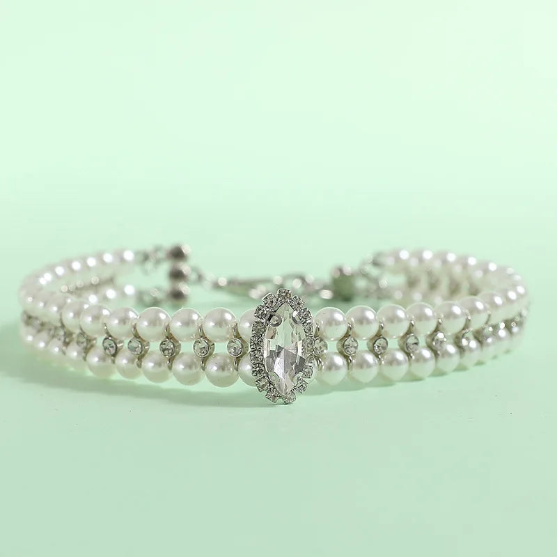 Luxury Pearl Rhinestone Pet Collar Necklace For Pets