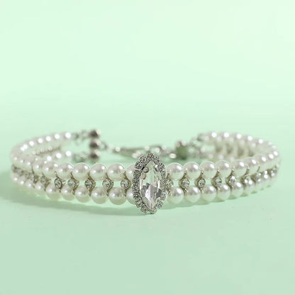 Luxury Pearl Rhinestone Pet Collar Necklace For Pets
