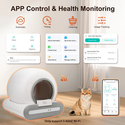 Self-Cleaning Cat Litter Box With App Control