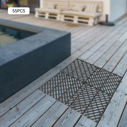 Black Interlocking Patio Floor Tiles Outdoor Use