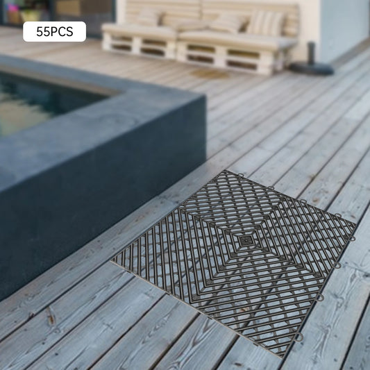 Black Interlocking Patio Floor Tiles Outdoor Use