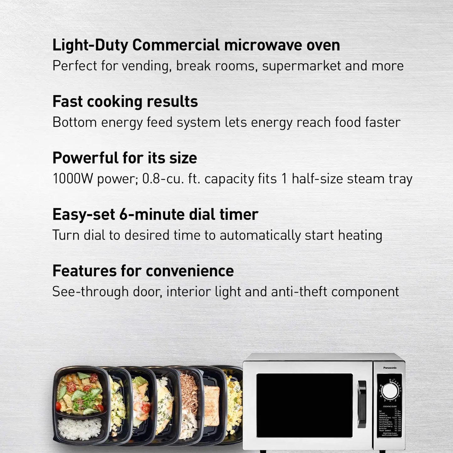Compact Silver Microwave Oven With 6 Minute Timer