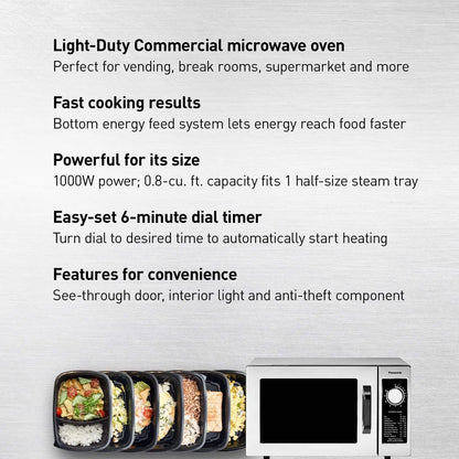 Compact Silver Microwave Oven With 6 Minute Timer