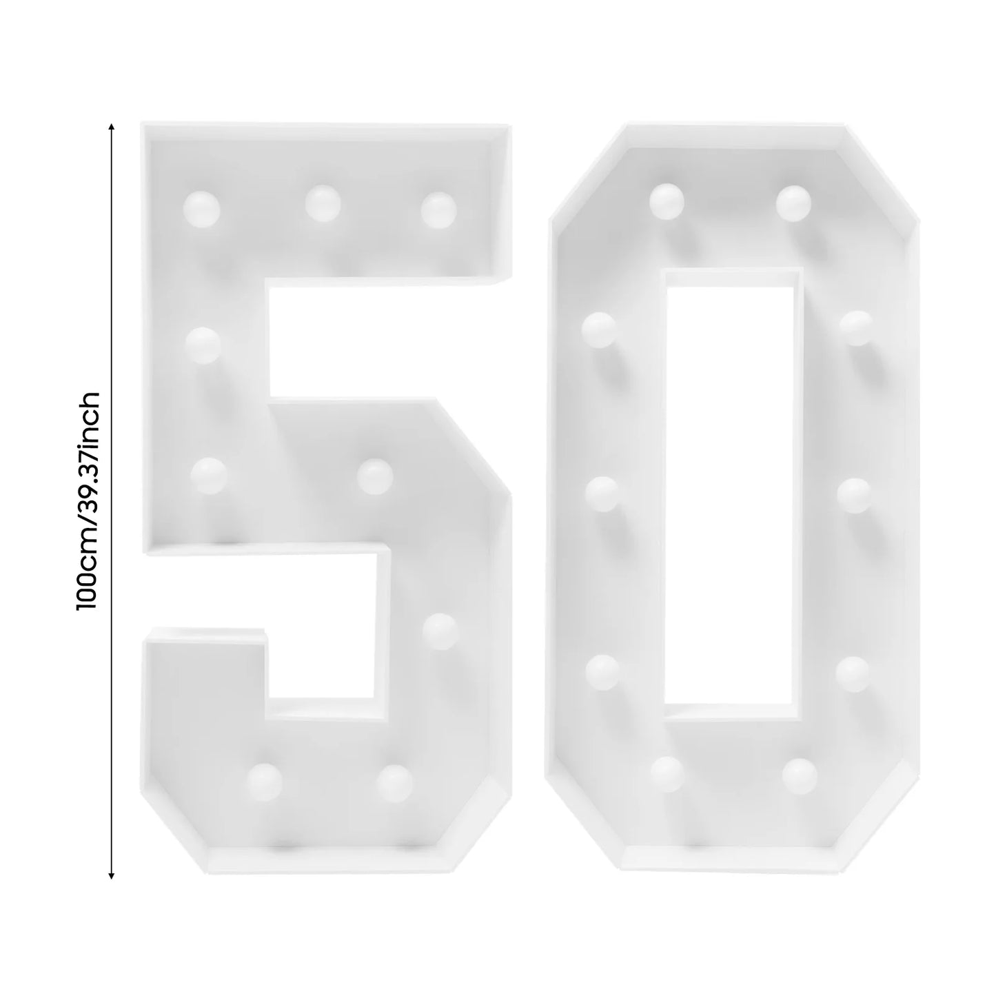 30/40/50/60 Giant Number Led Light 100cm DIY For Holiday Event