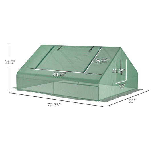 Mini Portable Greenhouse Zippered Windows Door Green