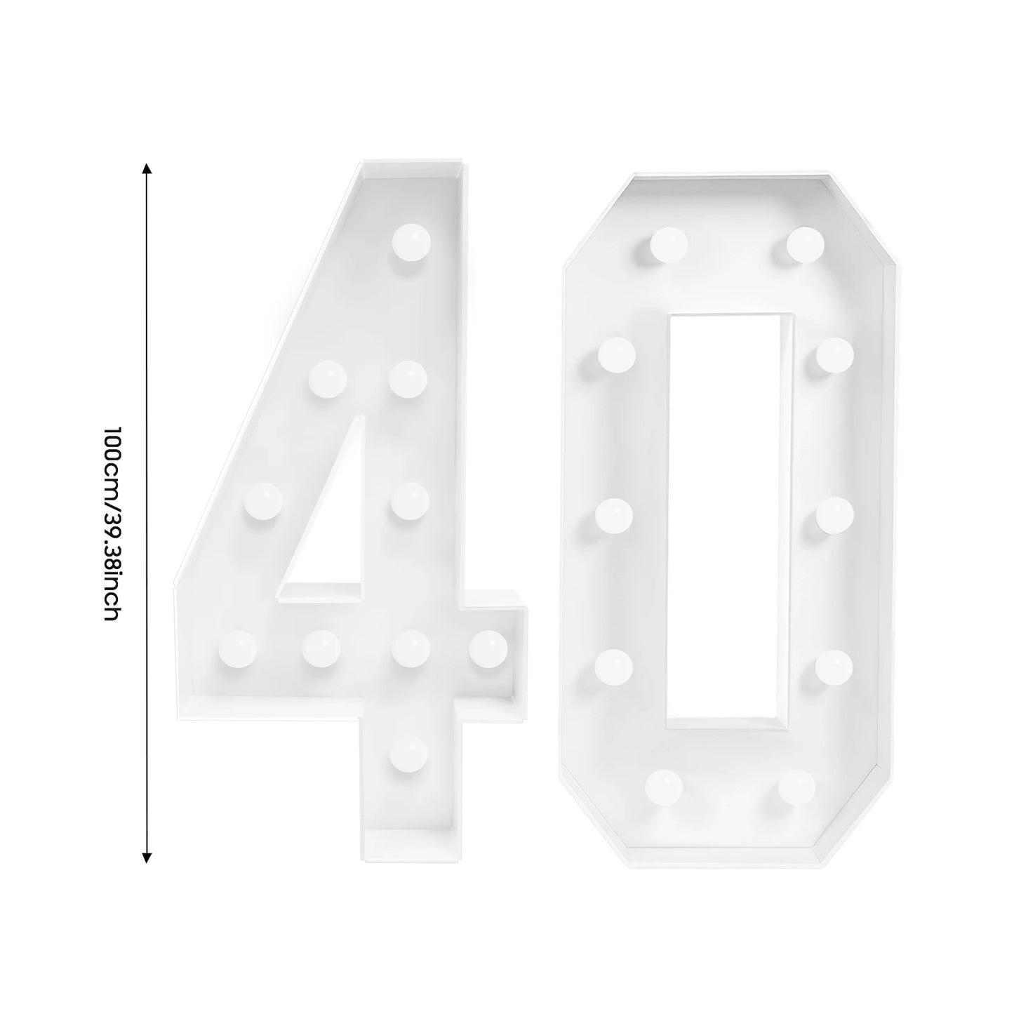 30/40/50/60 Giant Number Led Light 100cm DIY For Holiday Event