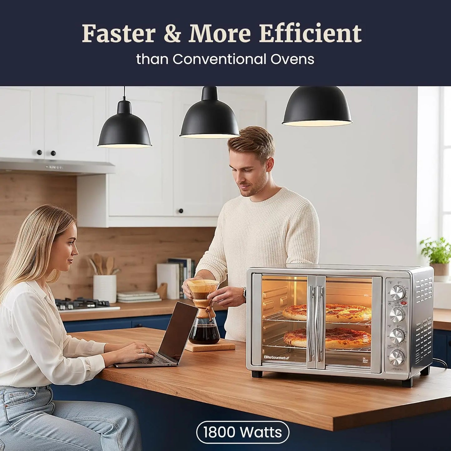 French Door Convection Oven Bake Broil Toast Rotisserie Capacity