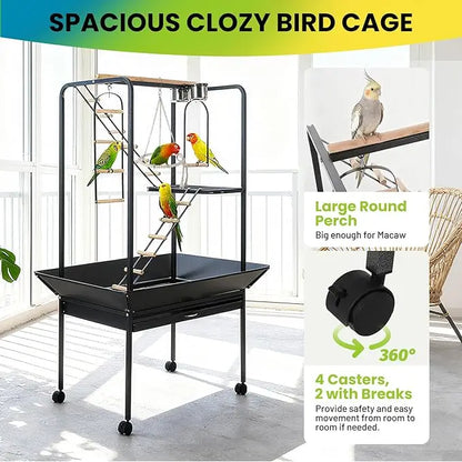 Parrot Playstand With Wheels Bird Cage Stand And Ladder