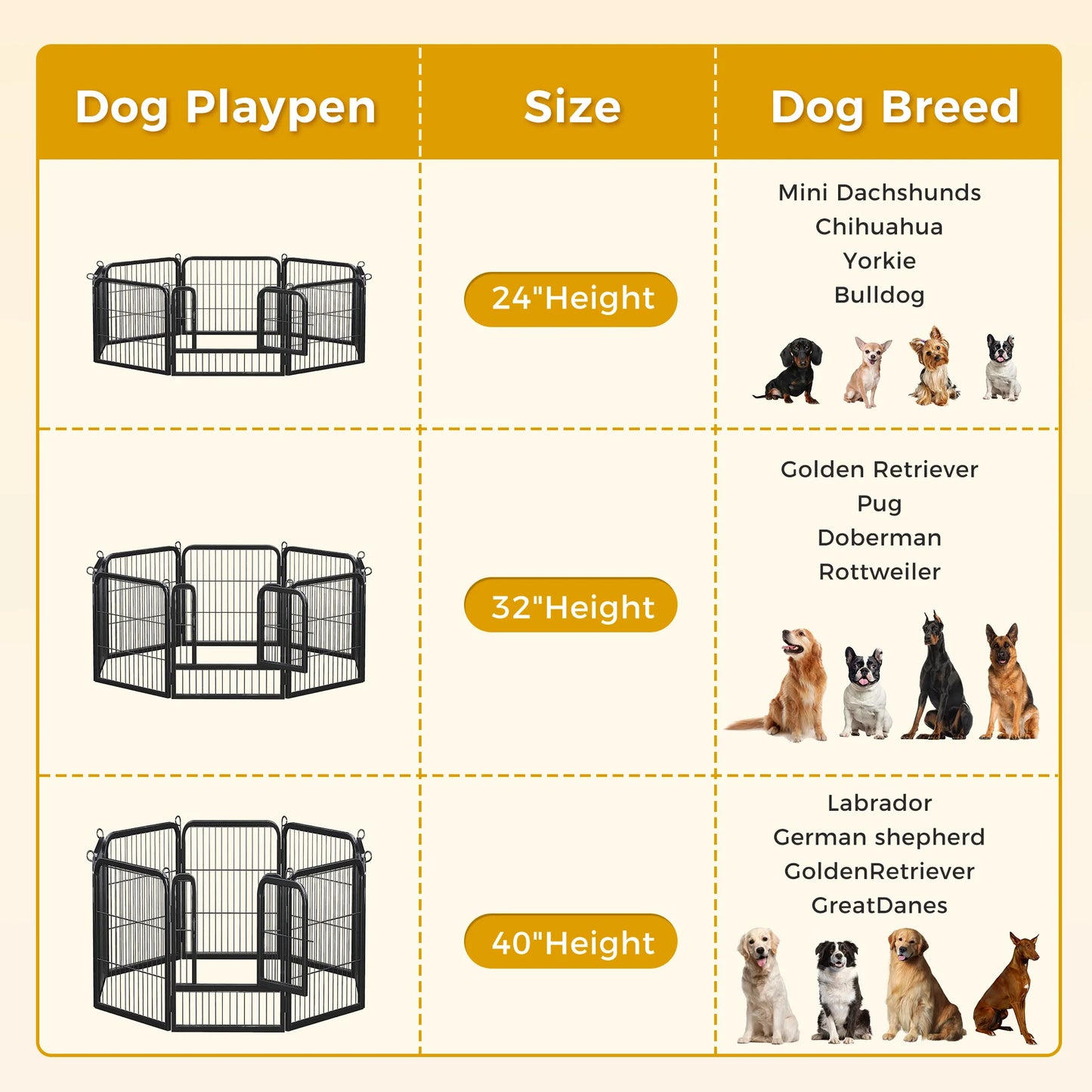 Dog Playpen With Door Outdoor/Indoor Foldable Metal Pet