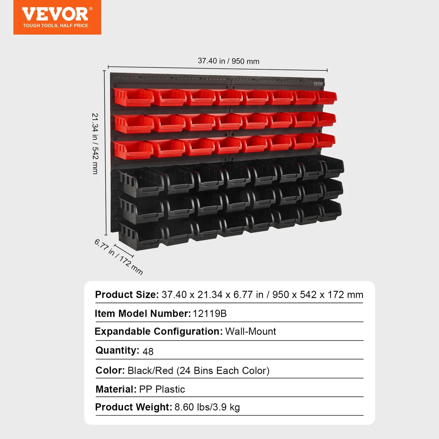 Wall Mounted  Storage Bin For Parts Organizer