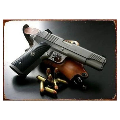 Pistol Metal Signs Military Flair Bar & Club