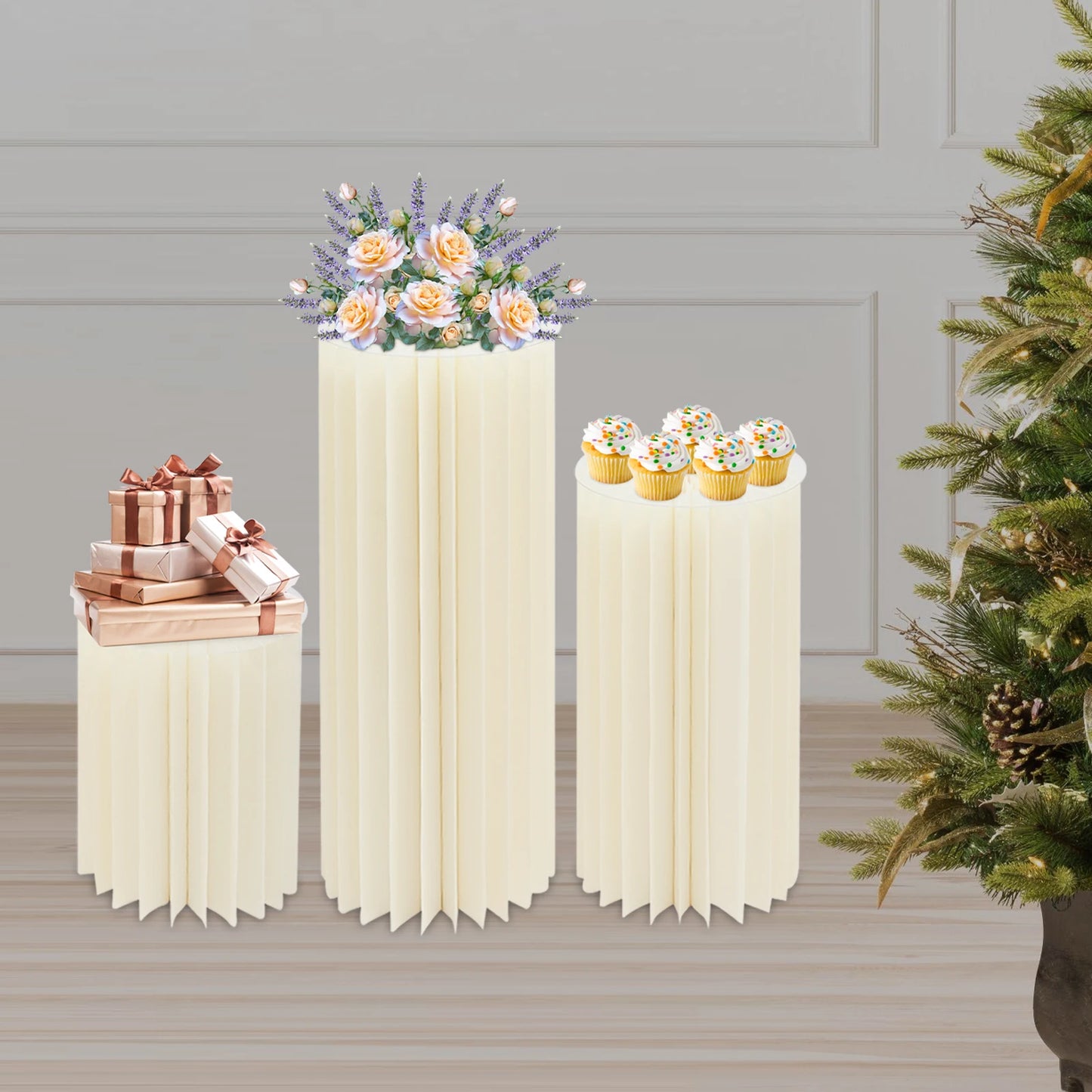 3PCS Wedding Party Flower Stand Cylinder Dessert Table
