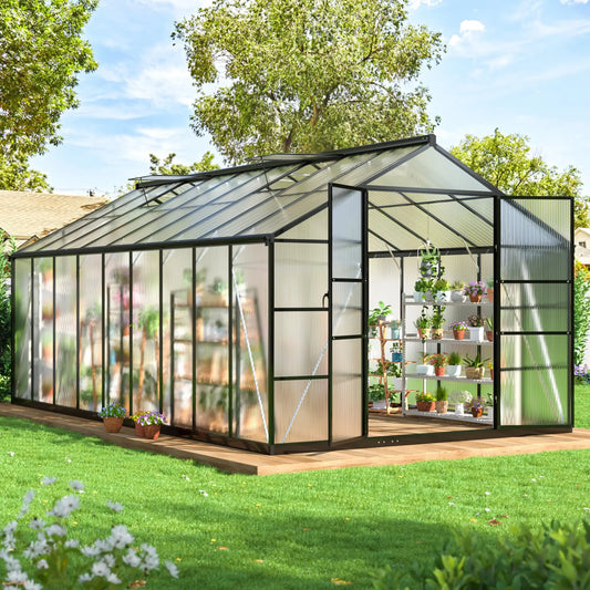 Polycarbonate Greenhouse UV Panels Aluminum Frame For Backyard