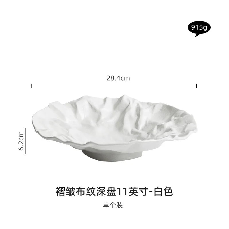 Folding Deep Plate Dishes Ceramic High-Grade Tableware