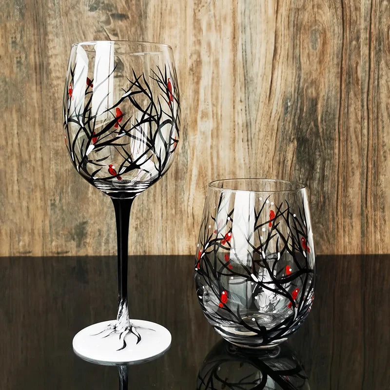 Crystal Glass Painted Creative Four Seasons Wine Goblets