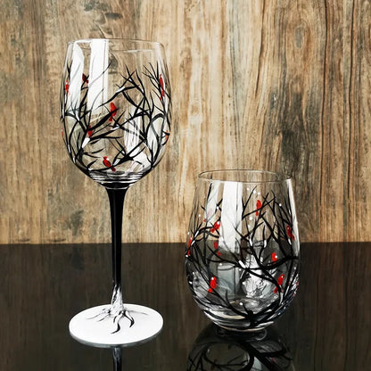 Crystal Glass Painted Creative Four Seasons Wine Goblets