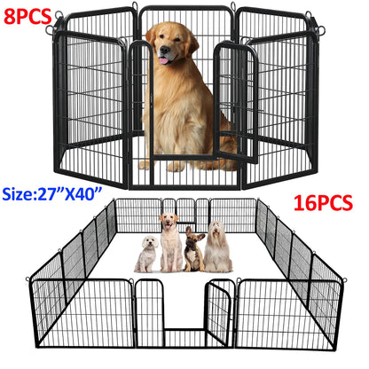 Dog Playpen With Door Outdoor/Indoor Foldable Metal Pet