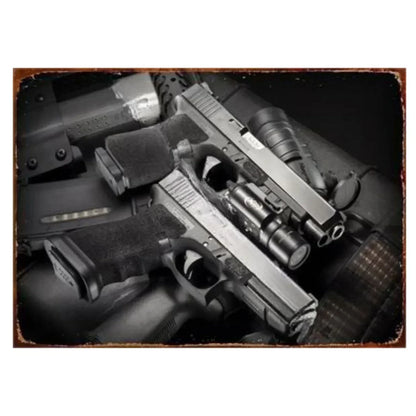 Pistol Metal Signs Military Flair Bar & Club