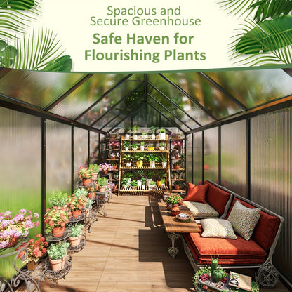 Polycarbonate Greenhouse UV Panels Aluminum Frame For Backyard