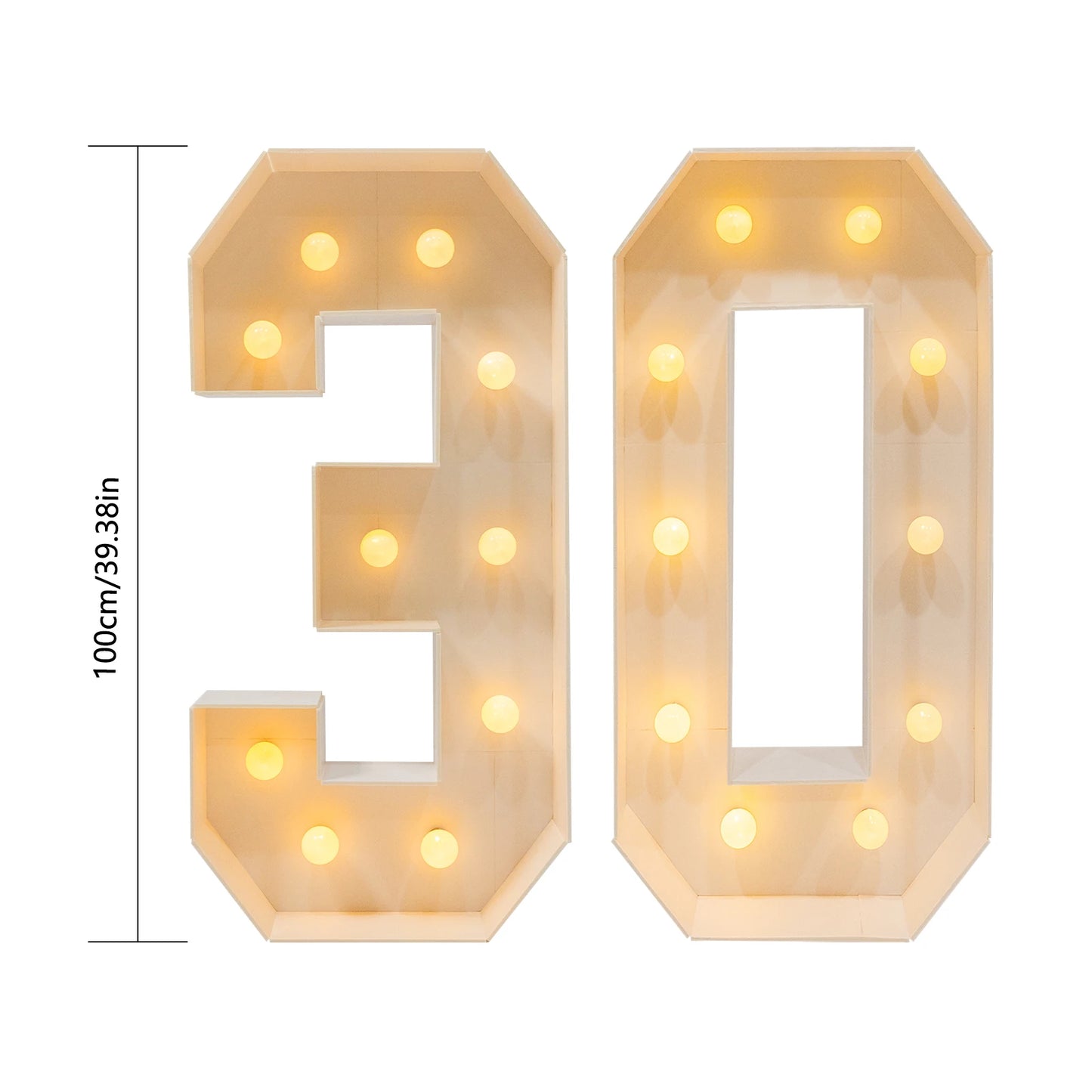 30/40/50/60 Giant Number Led Light 100cm DIY For Holiday Event